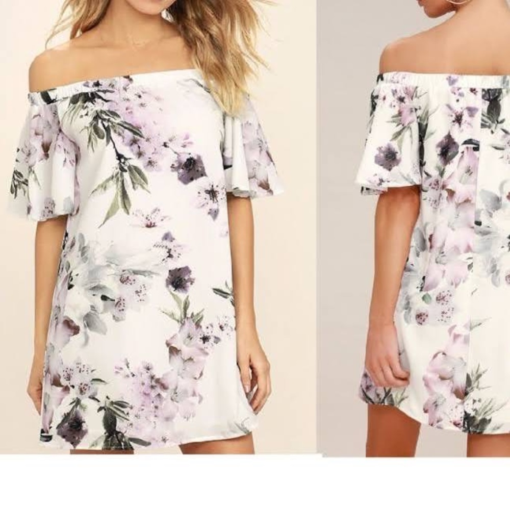 Lulus Off the Shoulder Floral Mini Dress
